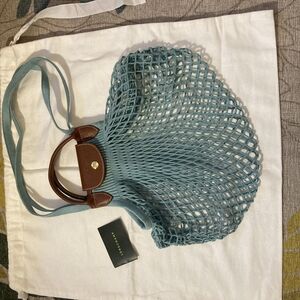 Brown and Blue Mesh Tote Bag